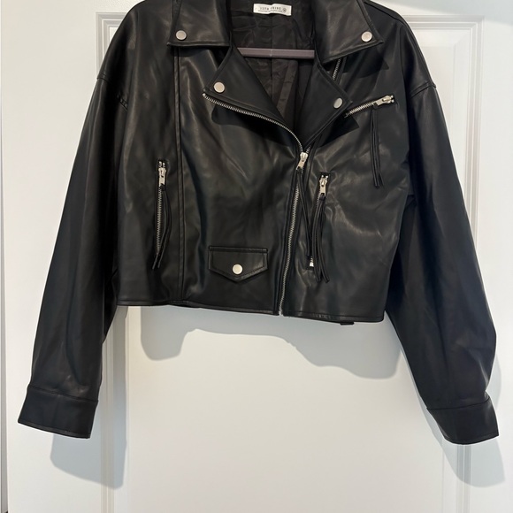 12th Tribe 'Til Death Black Faux Leather Cropped Jacket - Picture 2 of 4